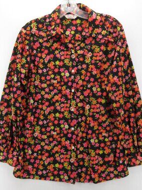 VGT Maverick Top 36 Pink Shirt Psychedelic Hippie Floral 70s Large *